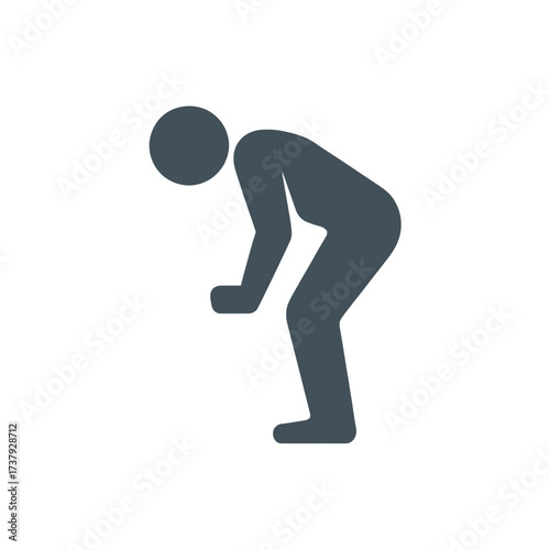 Illustration of a person bending over, symbolizing fatigue, back pain, or the need for rest and recovery