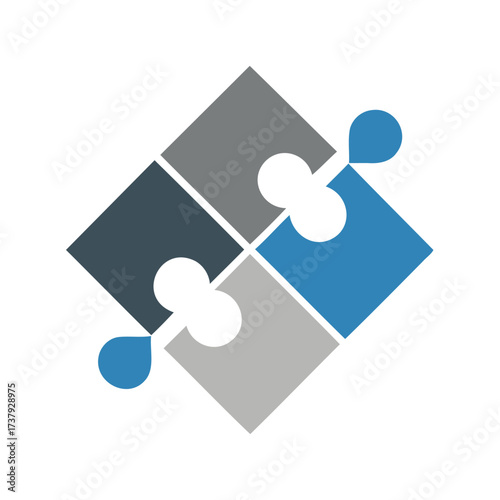 Four interlocking puzzle pieces forming a square