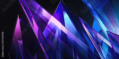 Abstract Sharp Glass Shards Shimmering. Dark background for wallpaper or design
