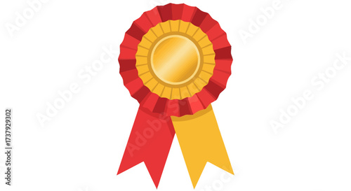 Vector illustration of a celebratory red and yellow award ribbon signifying success and