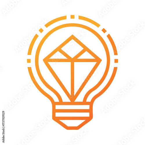 Sparkling diamond idea lightbulb icon symbolizing innovation and brilliance
