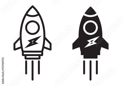 Startup icon graphic set. trendy stroke line.   icon concept. graphic design. rocket icon on white background. Editable stroke