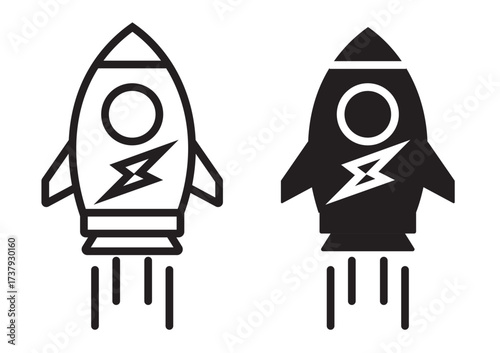 Startup icon graphic set. trendy stroke line.   icon concept. graphic design. rocket icon on white background. Editable stroke