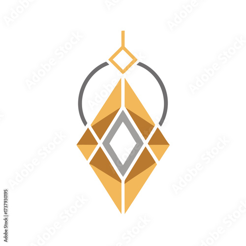 Geometric abstract crystal pendant with circular accent