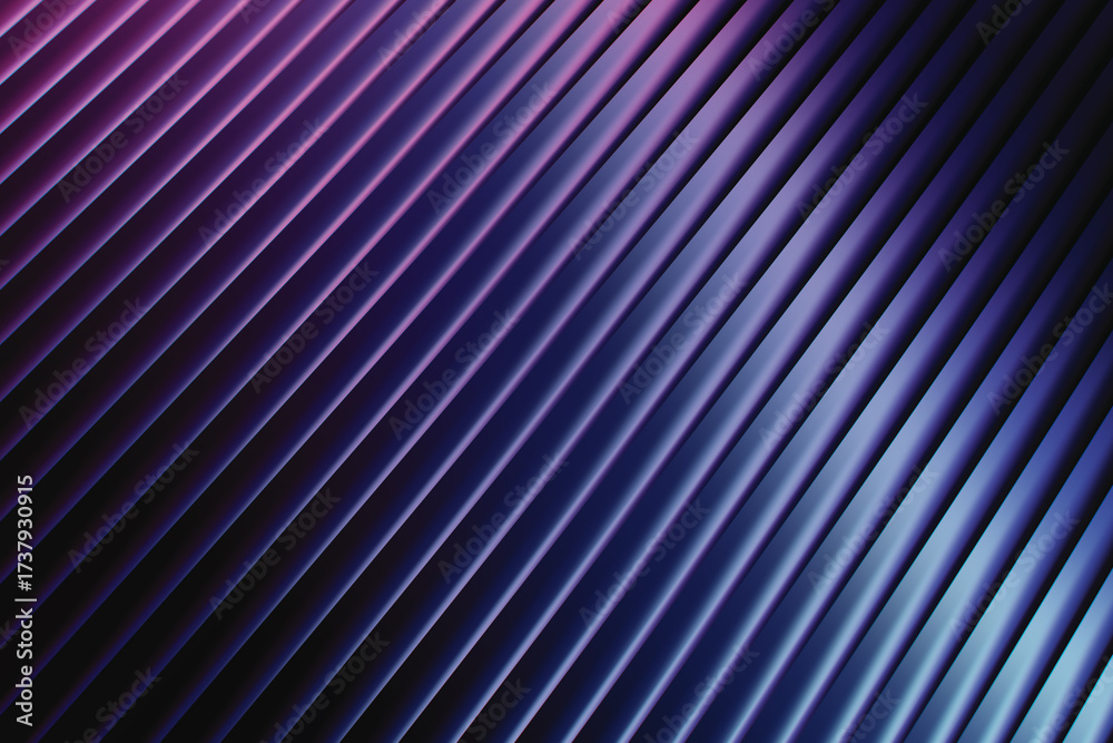 Obraz premium Abstract background with diagonal purple and blue ribbed texture and gradient lighting