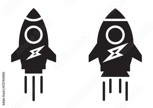 Startup icon graphic set. trendy stroke line.   icon concept. graphic design. rocket icon on white background. Editable stroke