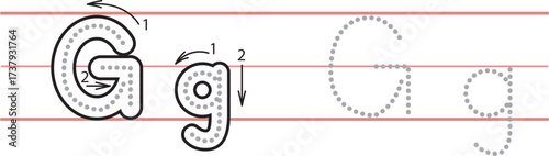 Worksheets for tracing the alphabet G