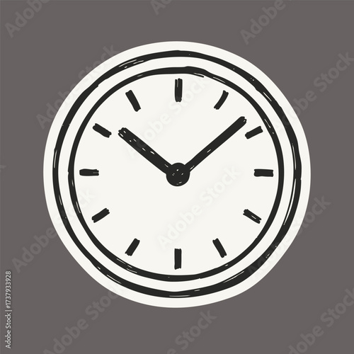 Analog Clock Vector Icon Sticker
