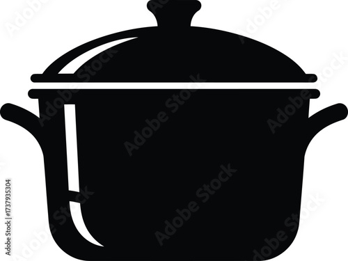 Silhouette cooking pot icon simple culinary kitchenware object vector