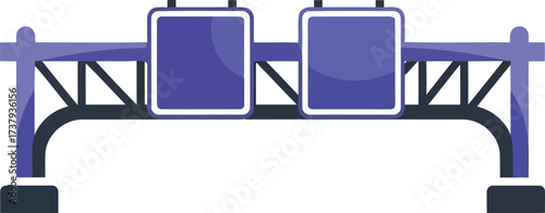 Modern highway directional sign structure blue panels for navigation vector