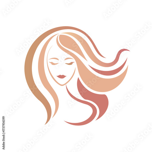 Elegant woman with flowing wavy hair illustration