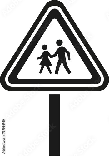 School crossing safety sign cautionary traffic warning alert icon vector
