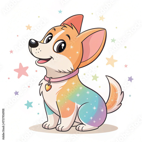 a colourful cute dog illustration 