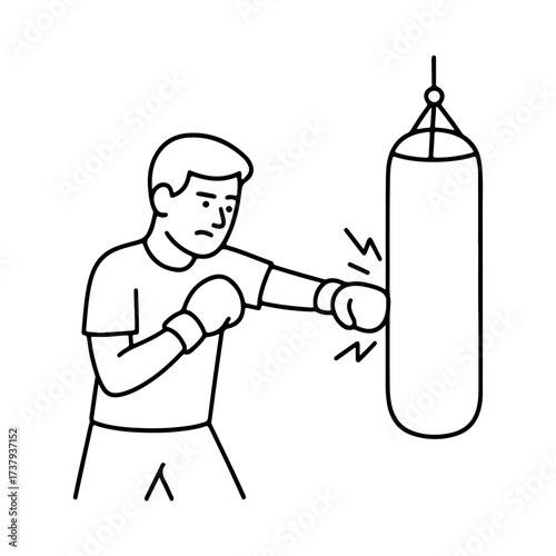 line icon man hitting a punching bag vector on a white background
Vector line icon on a white background