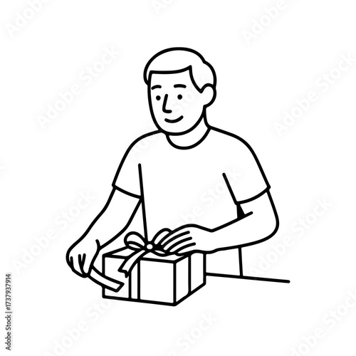 line icon person wrapping a gift vector on a white background
Vector line icon on a white background