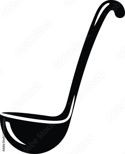 Rustic ladle silhouette isolated kitchen utensil cooking element vector