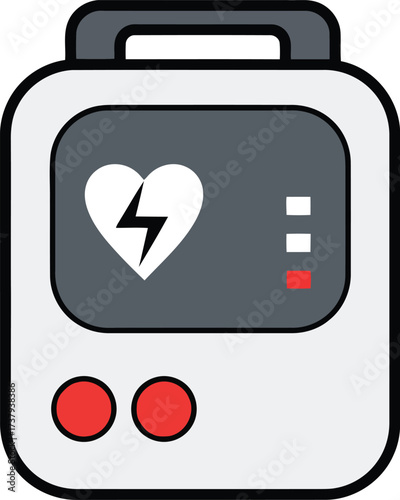Defibrillator icon medical emergency heartbeat save life vector