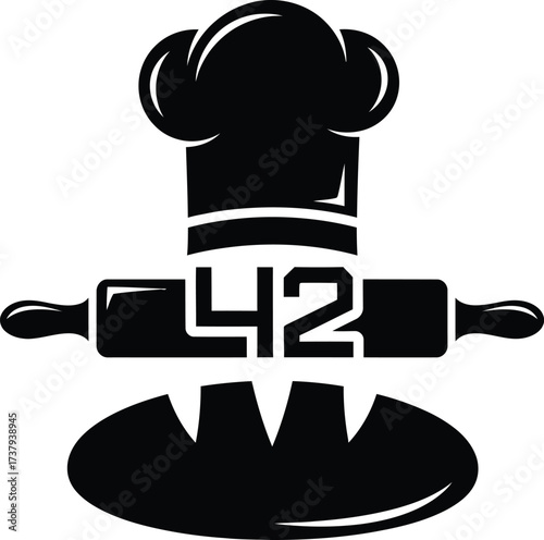 Chef hat rolling pin and bread logo design