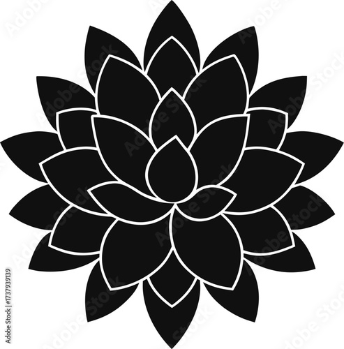 Simple stonecrop flower silhouette vector icon on a white background
