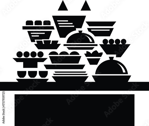 Abundant buffet spread of food dishes and bowls