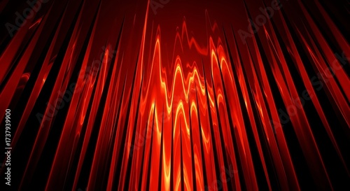 Dynamic red abstract waves ignite with fiery energy