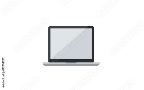 Illustration of a laptop computer with a blank screen, isolated on white.
