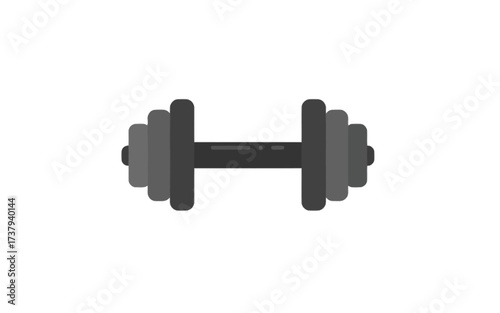 Illustration of a dumbbell with weights on either side, fitness equipment.