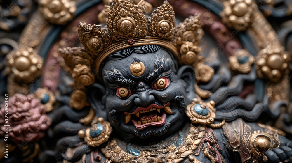 Fototapeta premium Mahakala deity statue depicting wrathful protector
