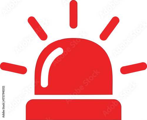 Red warning light flashing emergency siren alert signal icon vector