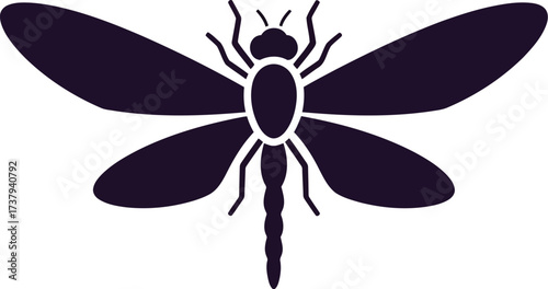 Vector silhouette dragonfly insect icon isolated graphic element vector