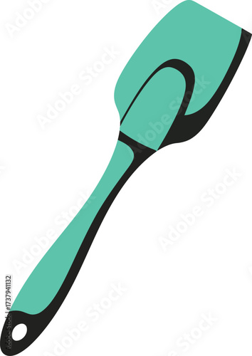 Modern mint green silicone spatula kitchen utensil isolated cooking tool vector