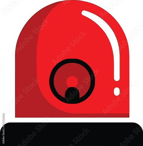 Red warning light flashing emergency siren alert icon vector