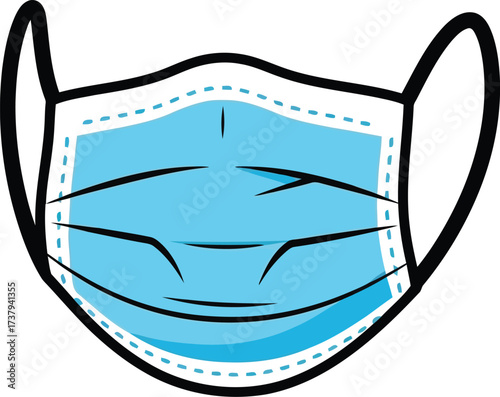 Hand drawn blue medical face mask illustration clean health protection vector