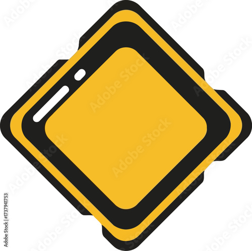 Yellow diamond warning sign graphic with dark border vector