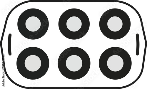 Muffin pan baking tray six cup cavity kitchen utensil icon vector