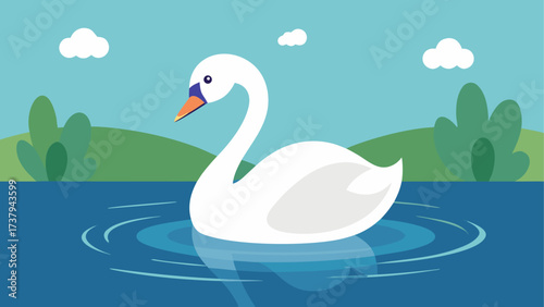 A swan swimming peacefully in the water