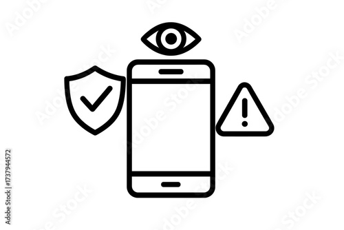 Mobile device protection, online privacy, and security alert concept for digital safety