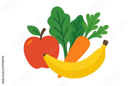 Colorful collection of fresh fruits and vegetables promoting healthy eating and wellness
