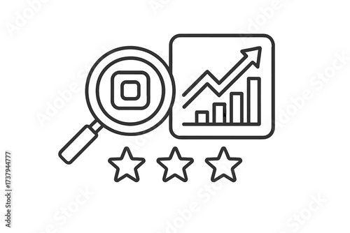 Business performance analysis and customer satisfaction rating with growth chart