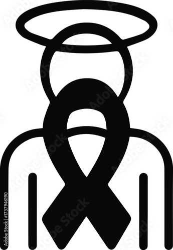 Symbol of hope ribbon halo figure represents awareness support and remembrance