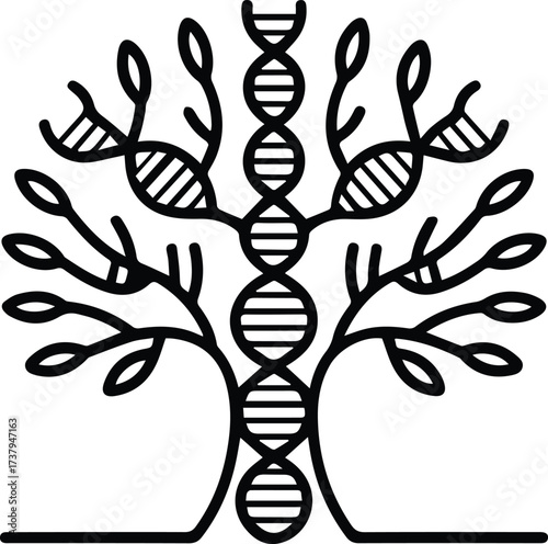 Dna tree of life symbol science biology genetics genealogy connection symbolism