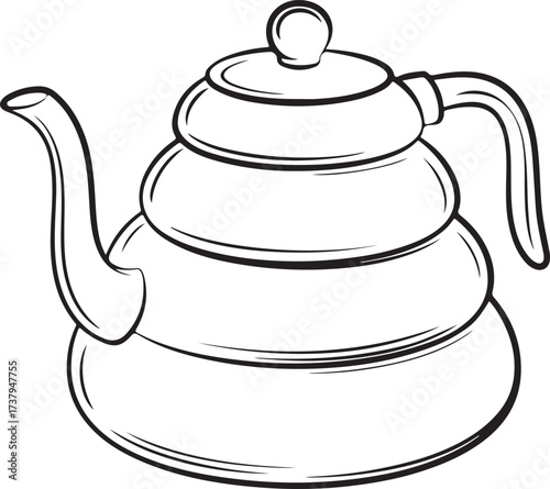 Gooseneck Kettle Line Art Vector  Hand Drawn Pour Over Coffee Sketch