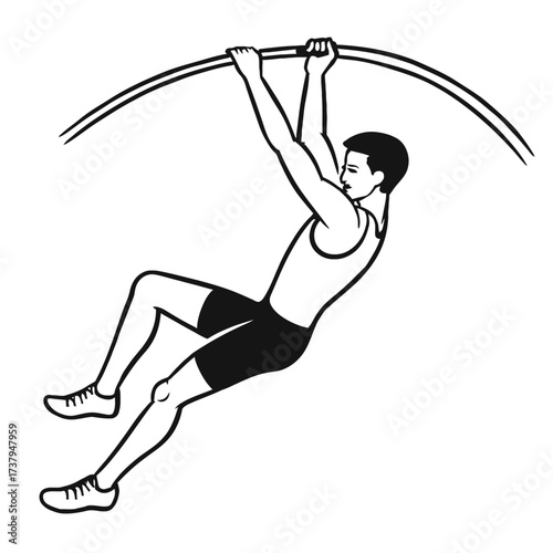 Pole Vault Athlete Icon Vector - Classic Graphic Symbol for Track and Field Sport, Jumping, and Competition