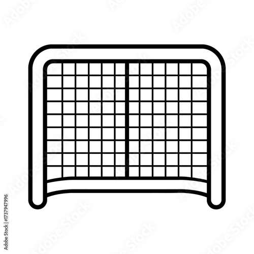 Simple Sport Goal Frame and Net Outline Icon Vector - Classic Symbol for Football, Hockey, and Game Target