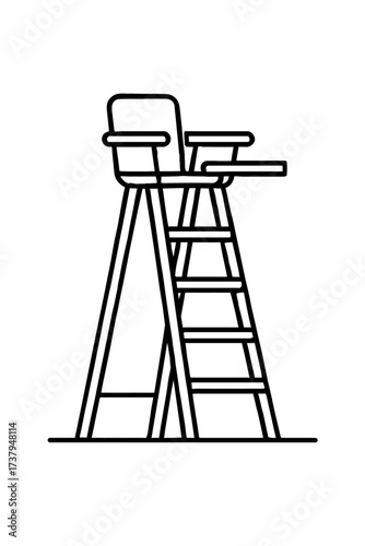 Simple Umpire or Referee Chair Outline Icon Vector - Classic Symbol for Tennis, Competition, and Sport Official