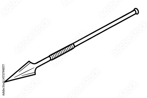 Simple Javelin Outline Icon Vector - Classic Symbol for Javelin Throw Sport, Competition, and Ancient Spear Weapon