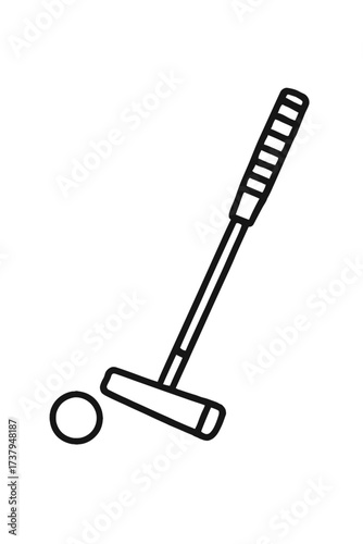 Simple Golf Putter Club and Ball Outline Icon Vector - Symbol for Putting, Mini-Golf, Sport, and Game Equipment