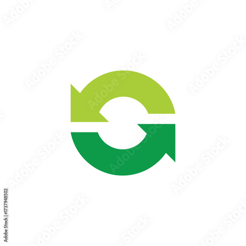 green recycle arrow rotate clean design logo vector