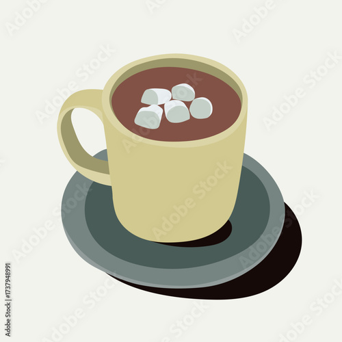 Hot Chocolate with Marshmallows. Cozy winter drink illustration Perfect for concepts related to winter beverages, cozy drinks, holiday season, comfort food, and sweet desserts.