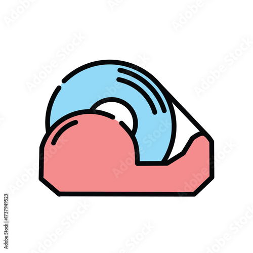 Tape Dispenser Icon Flat Design Illustration of Adhesive Tape for Office and Craft Projects